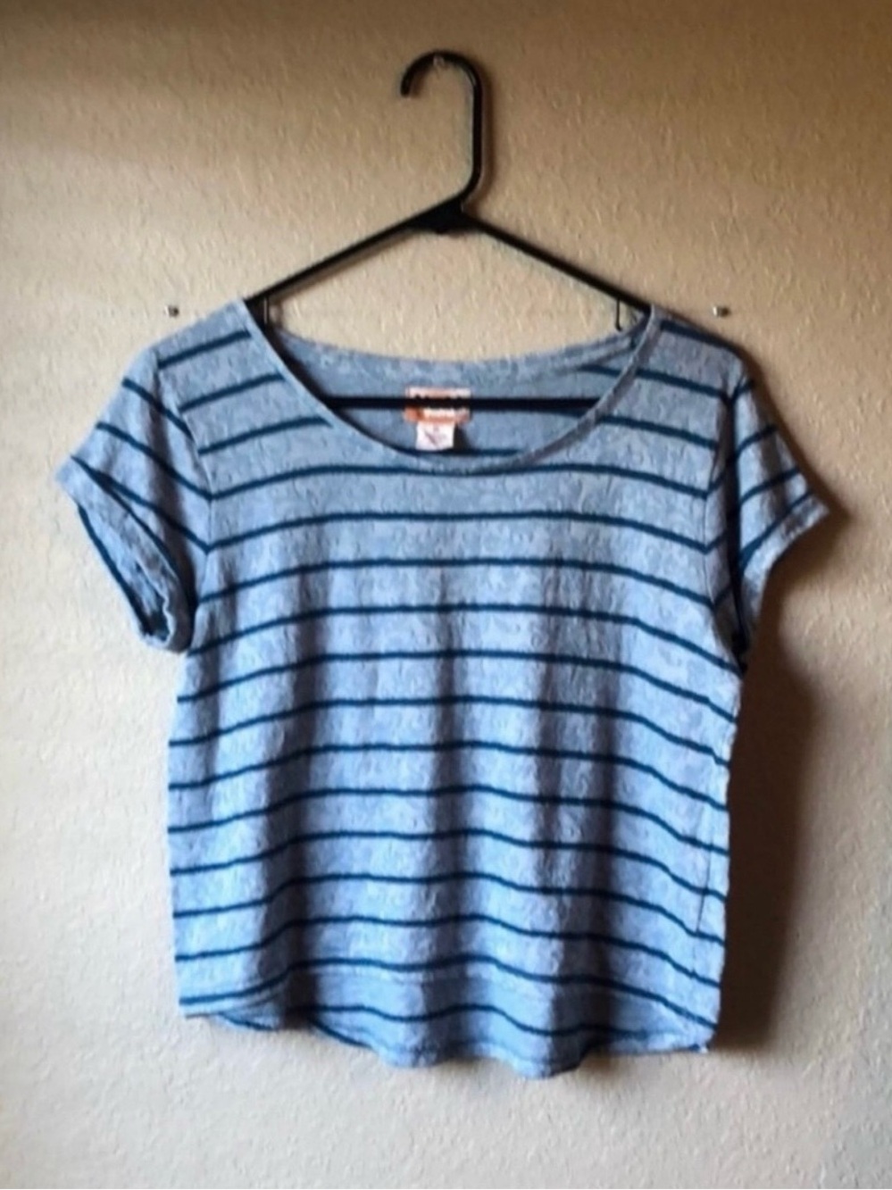 Mudd Shirt Women’s Vintage Y2K Teal Short Sleeve Casual Striped Top Juniors Sz M
